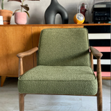 Original vintage polish chair GFM-87 designed by Juliusz Kędziorek in curled fabric