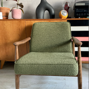 Original vintage polish chair GFM-87 designed by Juliusz Kędziorek in curled fabric