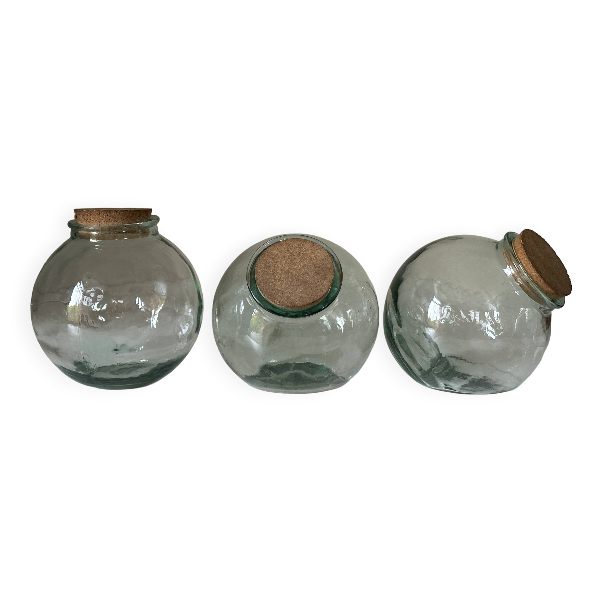Set of 3 vintage glass candy jars from the 60s and 70s