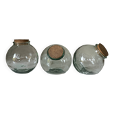 Lot de 3 bonbonnières en verre vintage années 60 70