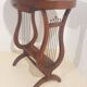 Vintage French Side Table with Lyre-Shaped Legs and Oval Tray Top
