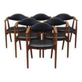 Set of six teak chairs, Danish design, 1970s, manufacture: Farstrup Møbler