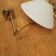 Brass wall lamp with vintage articulated arm, glass and brass shade