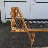 90/190 bed in vintage rattan wicker bamboo Scandinavian design handcrafted