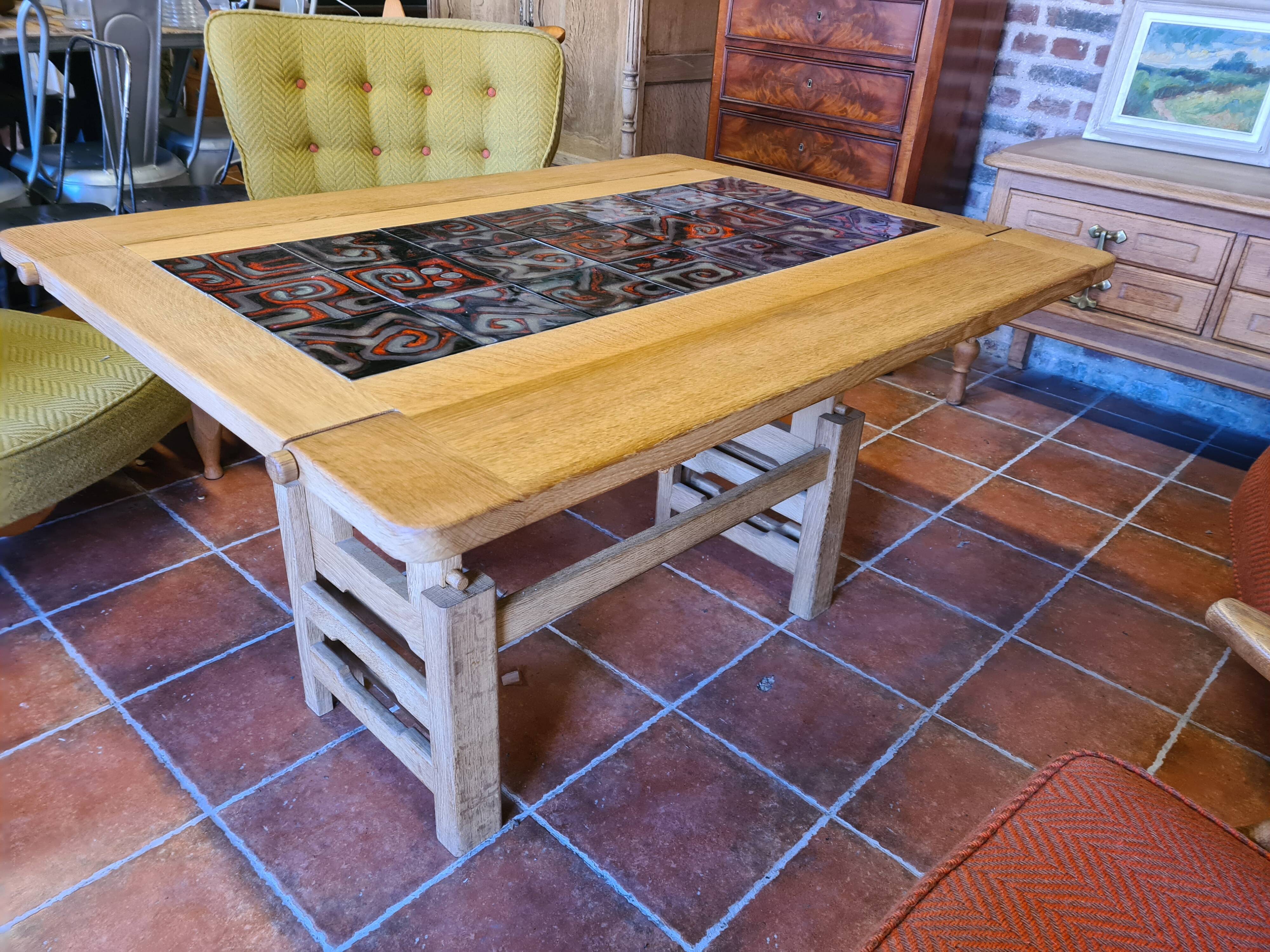 vintage modular table in oak GILLERME and CHAMBRON