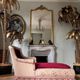 Napoleon III period chaise longue in burgundy velvet with floral decoration -