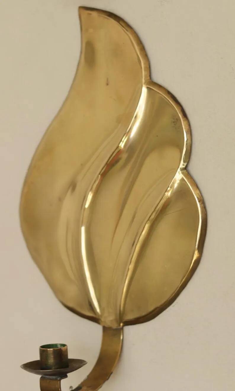 Pair of Swedish Mid-Century Brass Wall Sconces