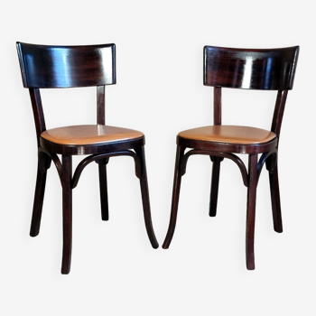 Paire chaises bistrot baumann n°129 années 50