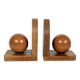 Pair of antique oak wood ball bookends
