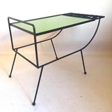 1960s side table with a lime green top, width 65.5 cm.