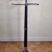 Vintage metal and leather valet stand, 1980s, 125 cm
