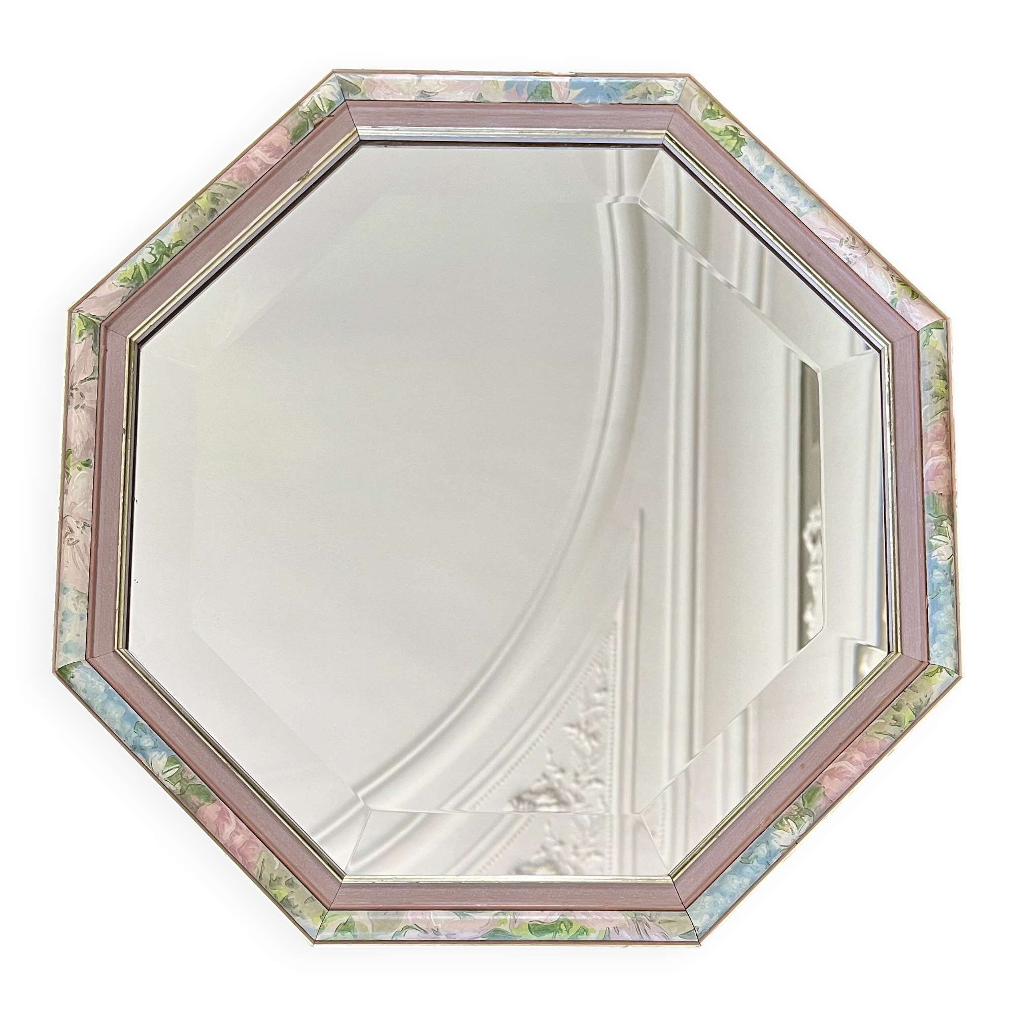 Vintage octagonal beveled mirror