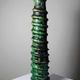 Large Tamegroute candlestick in green glazed terracotta, Morocco, 1960s-1970s.