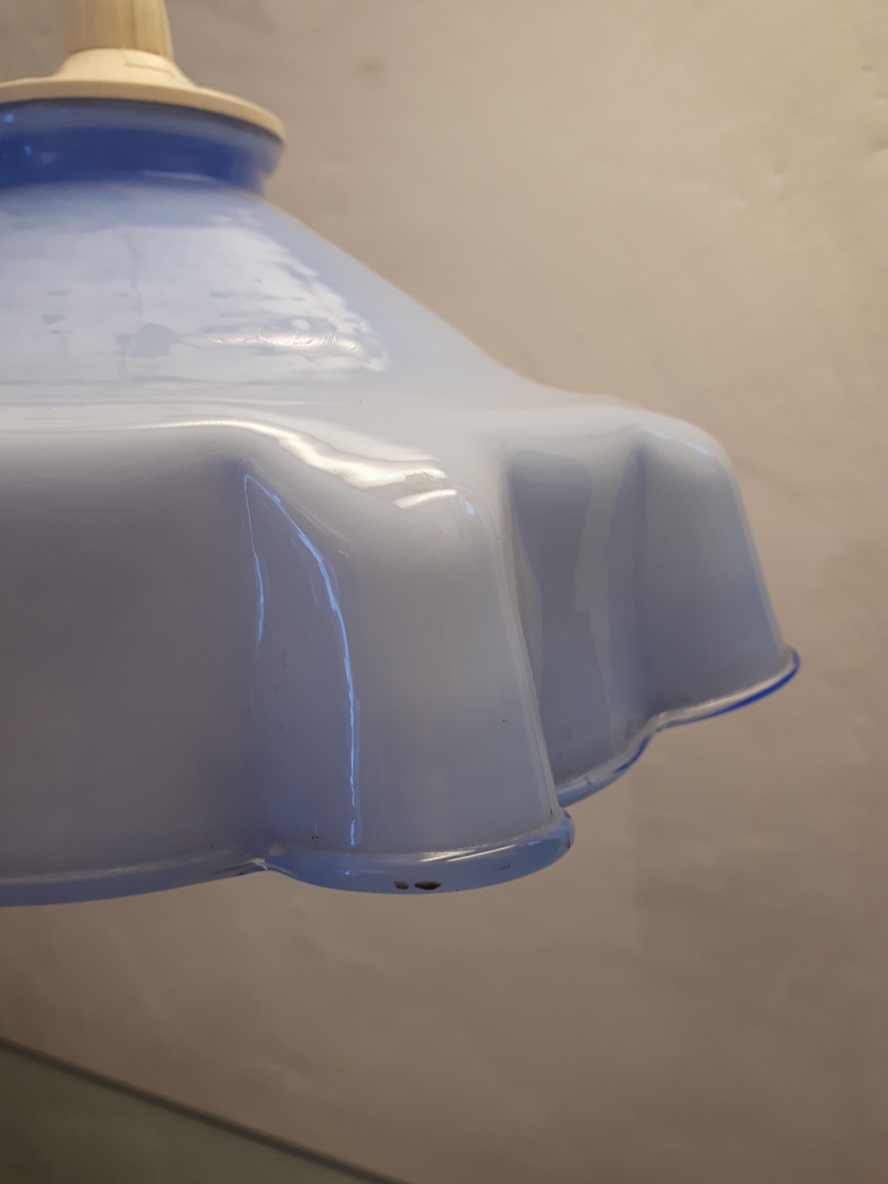 Hanging lamp blue opaline glass draped vintage 1950/1960