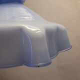 Hanging lamp blue opaline glass draped vintage 1950/1960