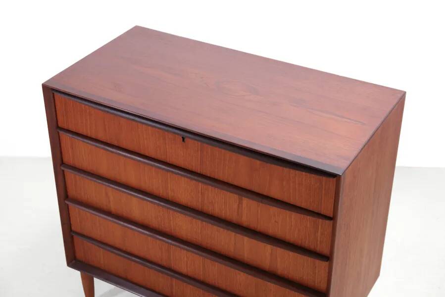 Vintage Danish design wide chest of drawers in teak