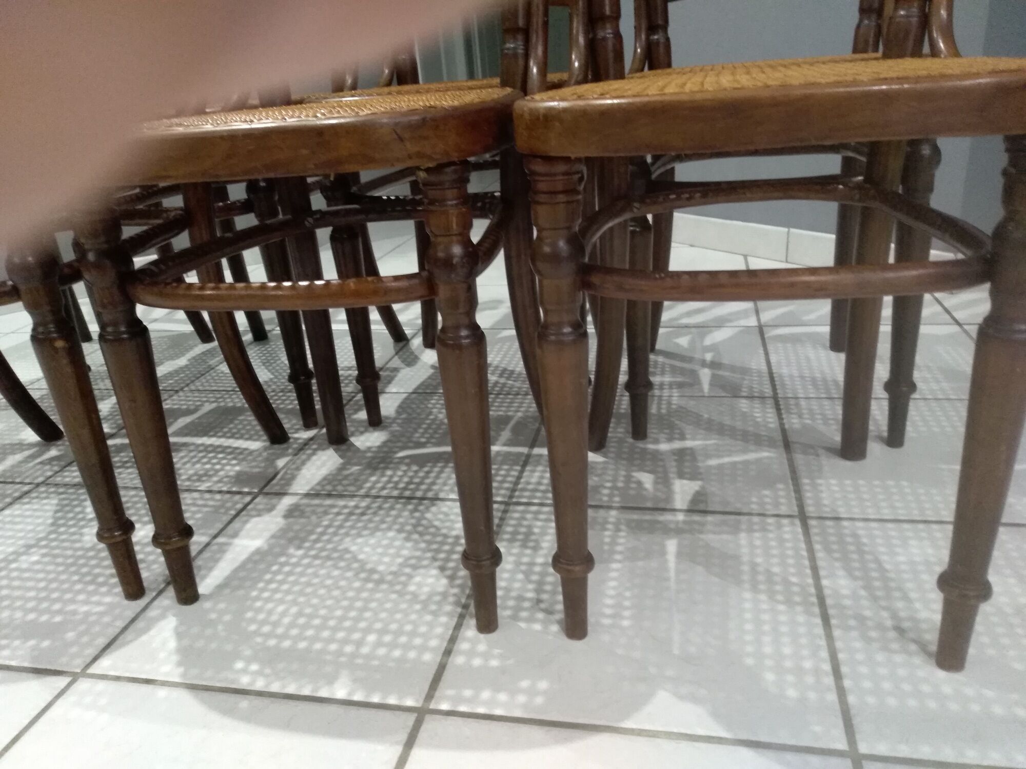 Rare suite of 8 chairs bistrot salon Fischel 1890
