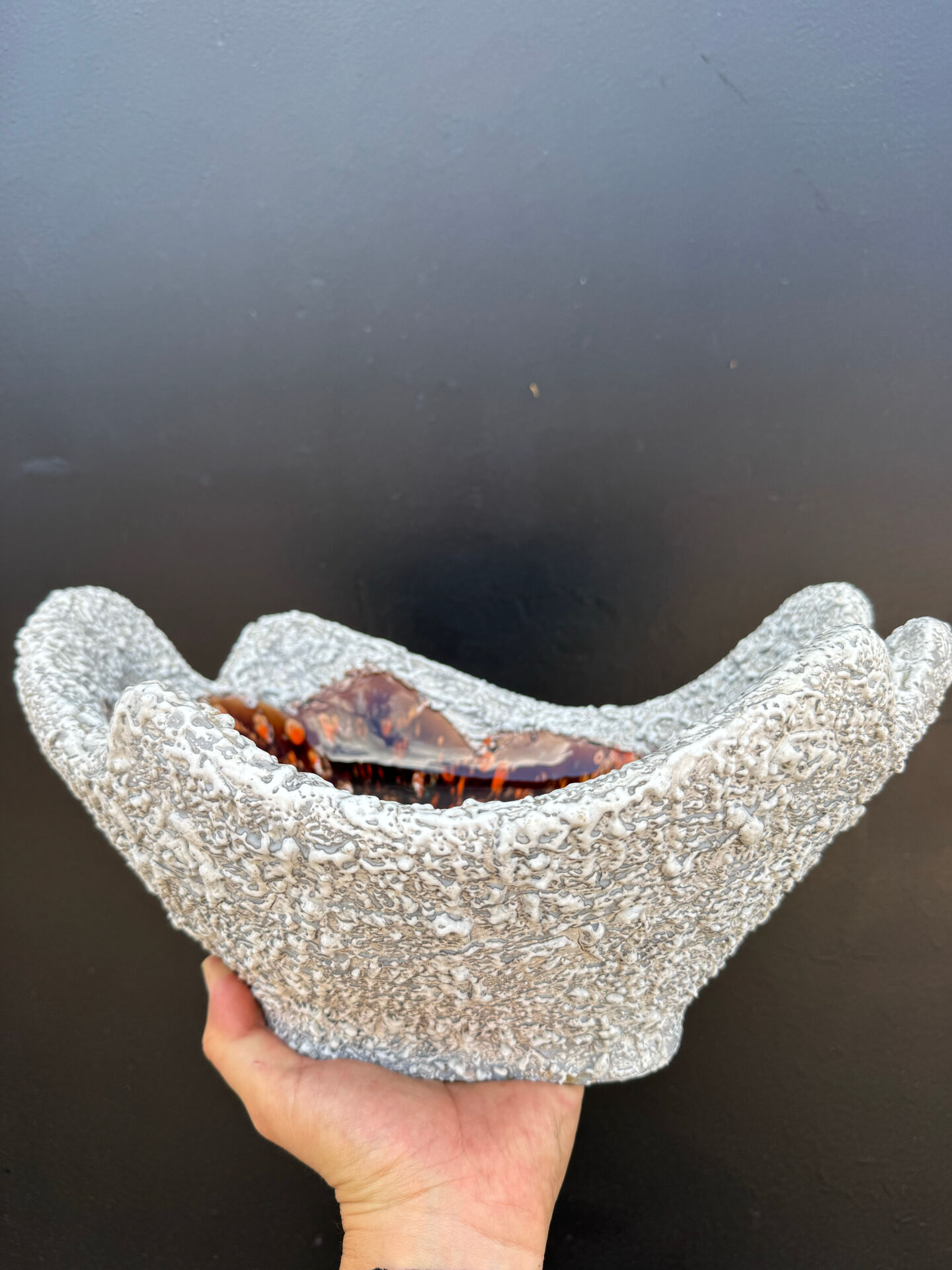 Large ceramic bowl lava Vallauris 1970s