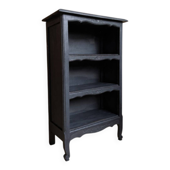 Mini antique oak bookcase – small 19th-century library with slate patina, a lovely rarity.