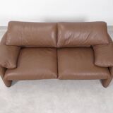 Cassina Maralunga 2 seater in mocca colored leather