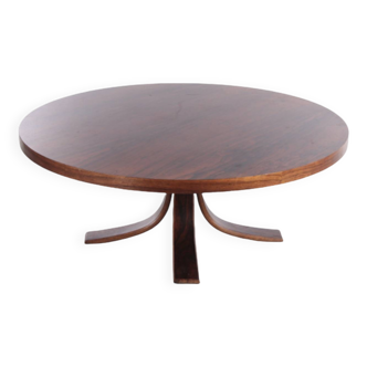 Vintage round coffee table in rosewood veneer, 60s design