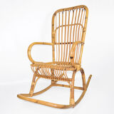 Rattan rocking chair Denmark, 1970s, Scandinavian style