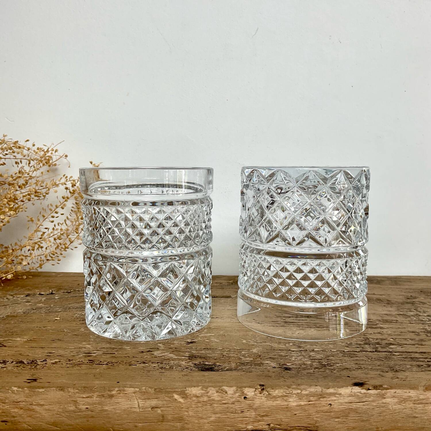 5 vintage whiskey glasses