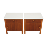 Pair of nightstands in walnut and formica 1950