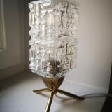 Lampe à poser tripode globe rectangle verre epais 100% 1970 vintage
