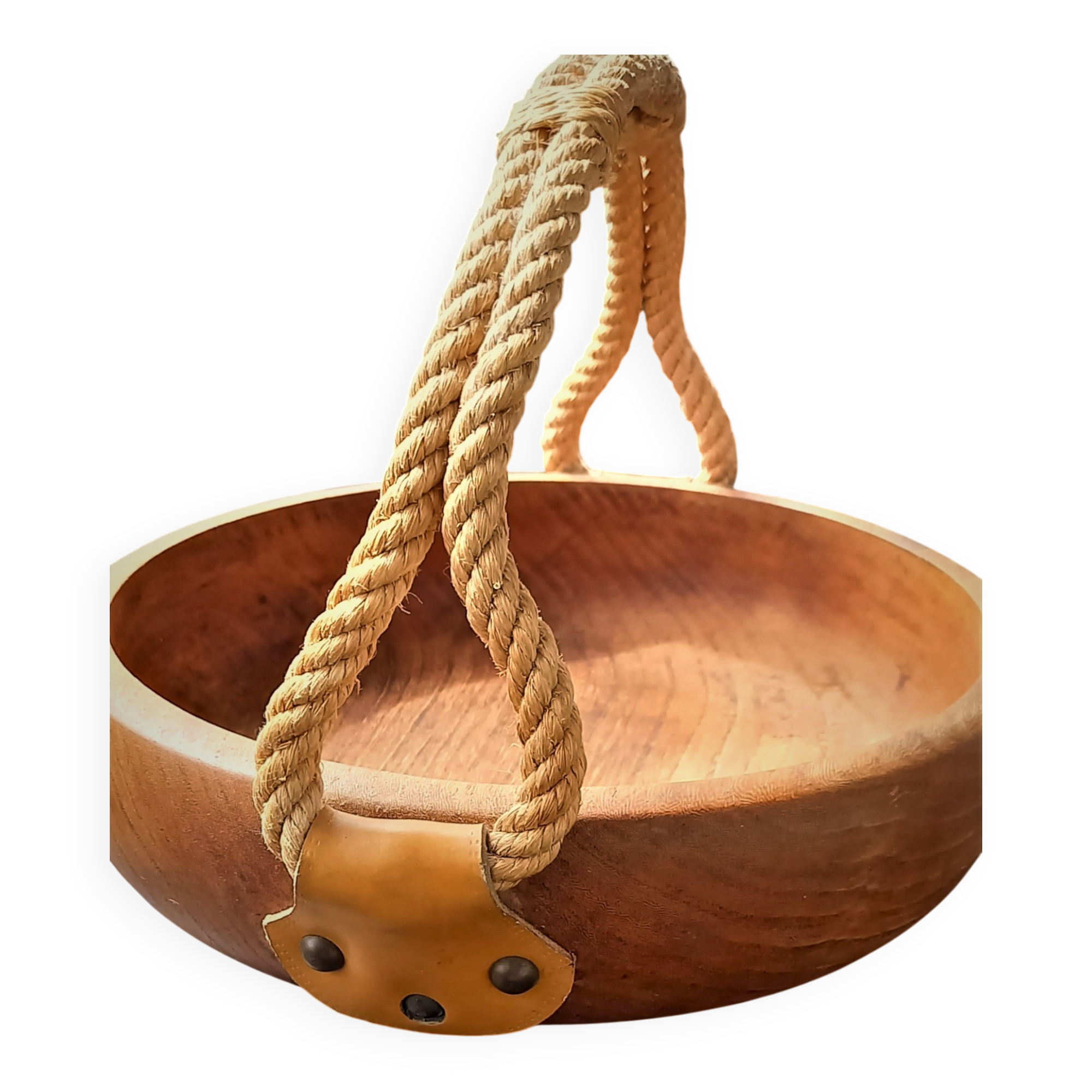 VINTAGE DESIGN WOODEN COUPE and ROPE attributed to Adrien Audoux