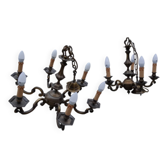 Regency style bronze chandeliers