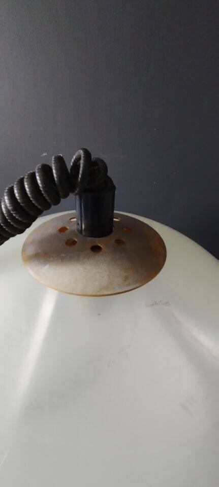 Chandelier rises and falls transparent plastic and chrome vintage 1970 space age