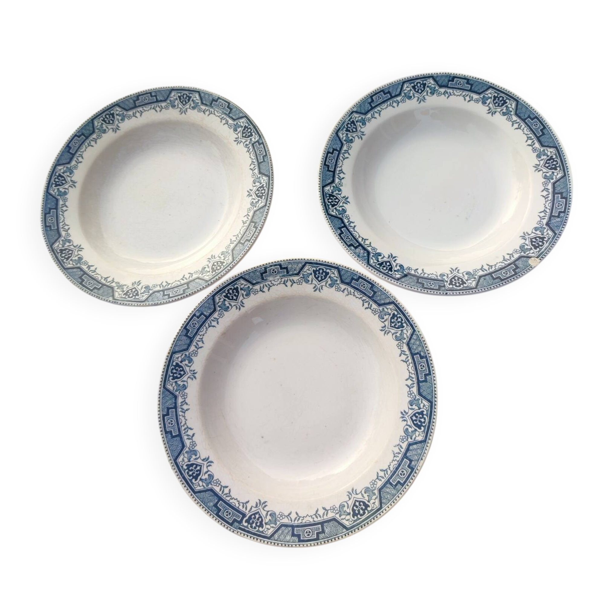 Set of 3 St Amay soup plates