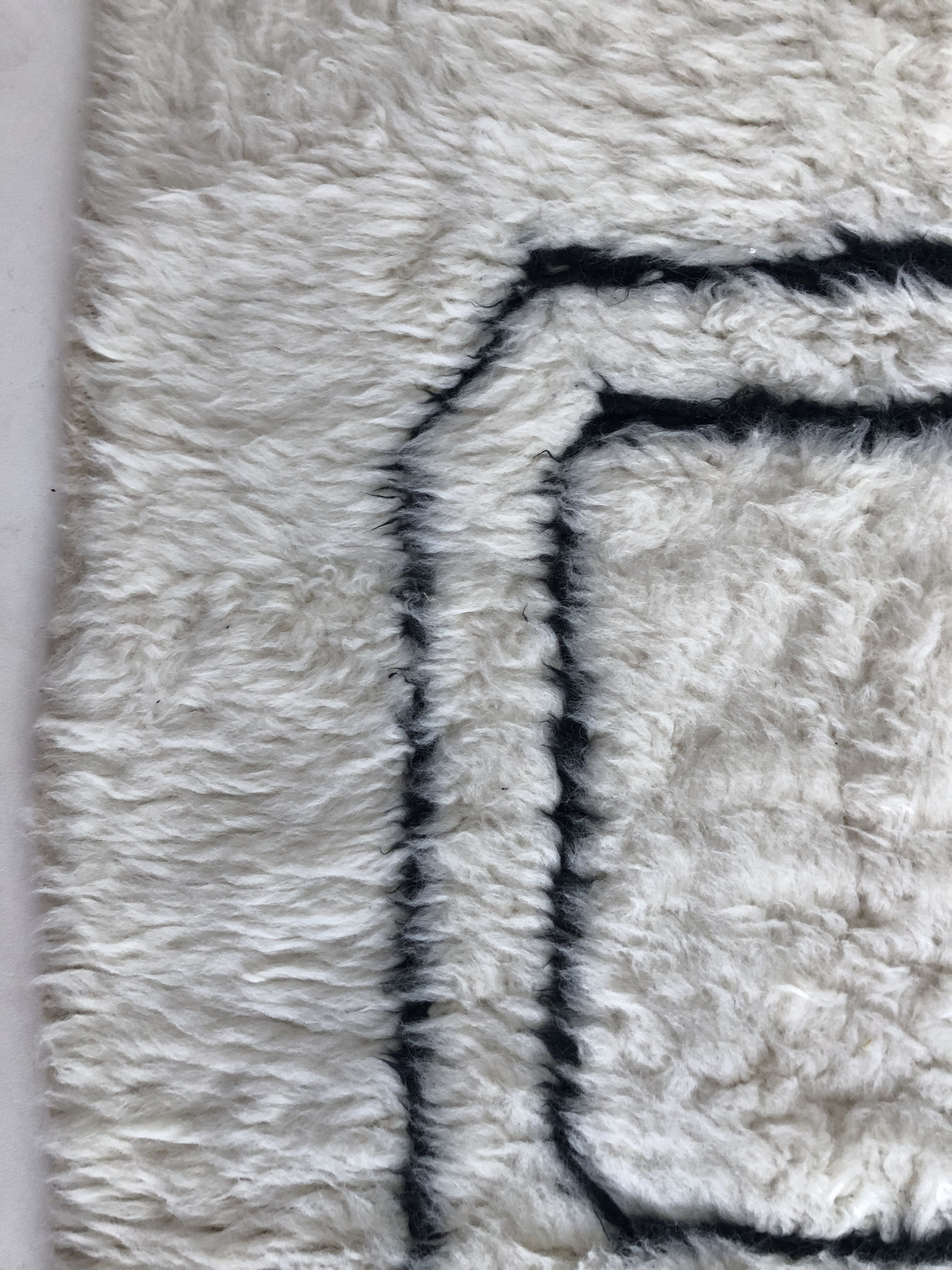 Moroccan Berber carpet Beni Ouarain with black graphic patterns 2.4x1.58m