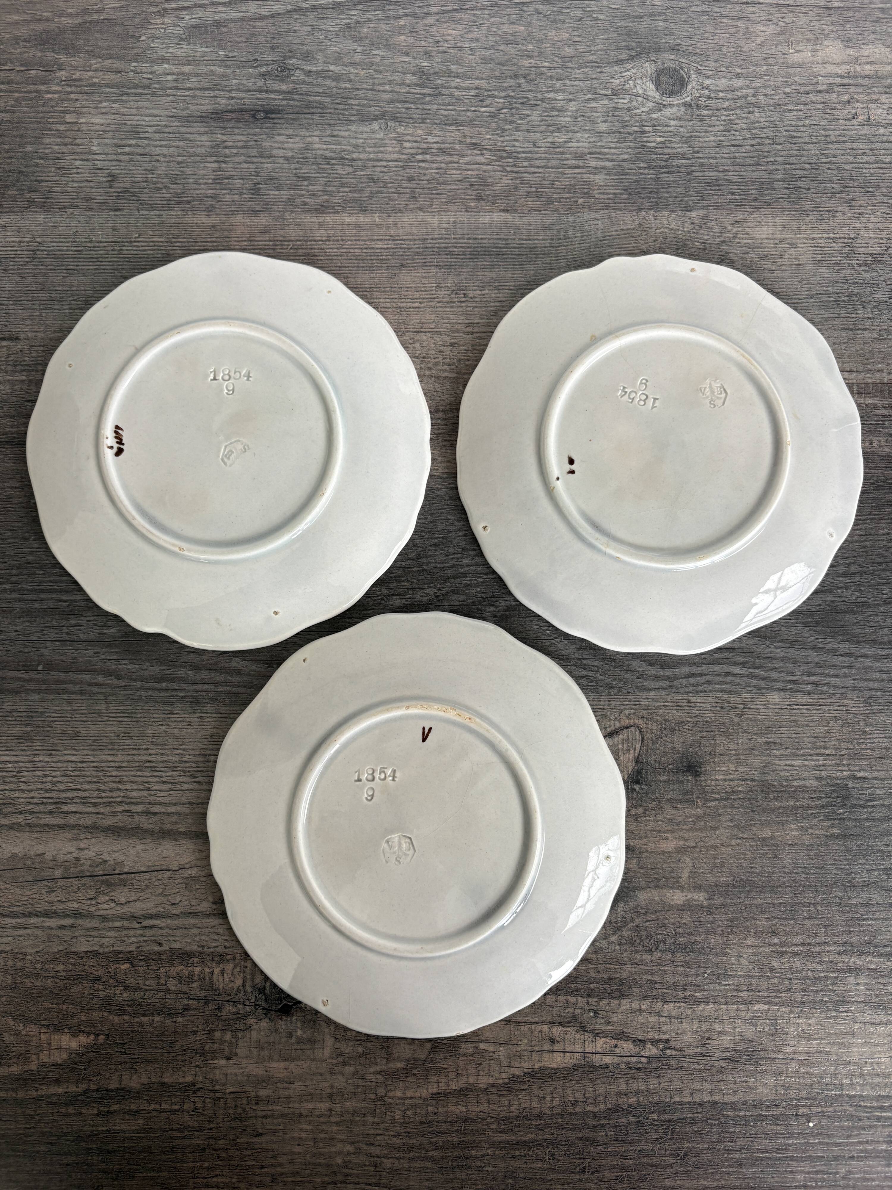 Set of 3 Small Barbotine Plates Villeroy & Boch Schramberg