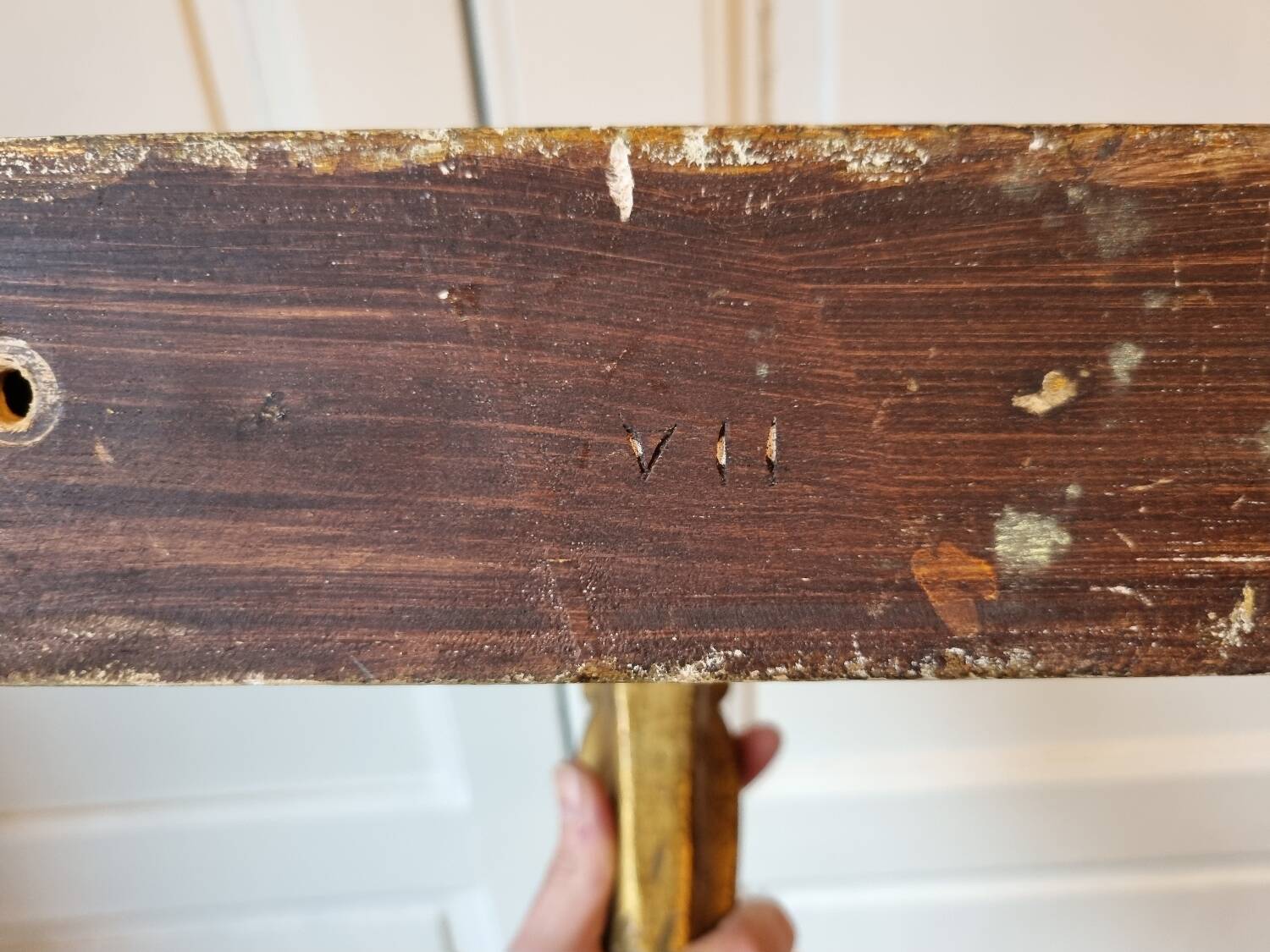 Mid-19th century wall console in wood and gilded stucco