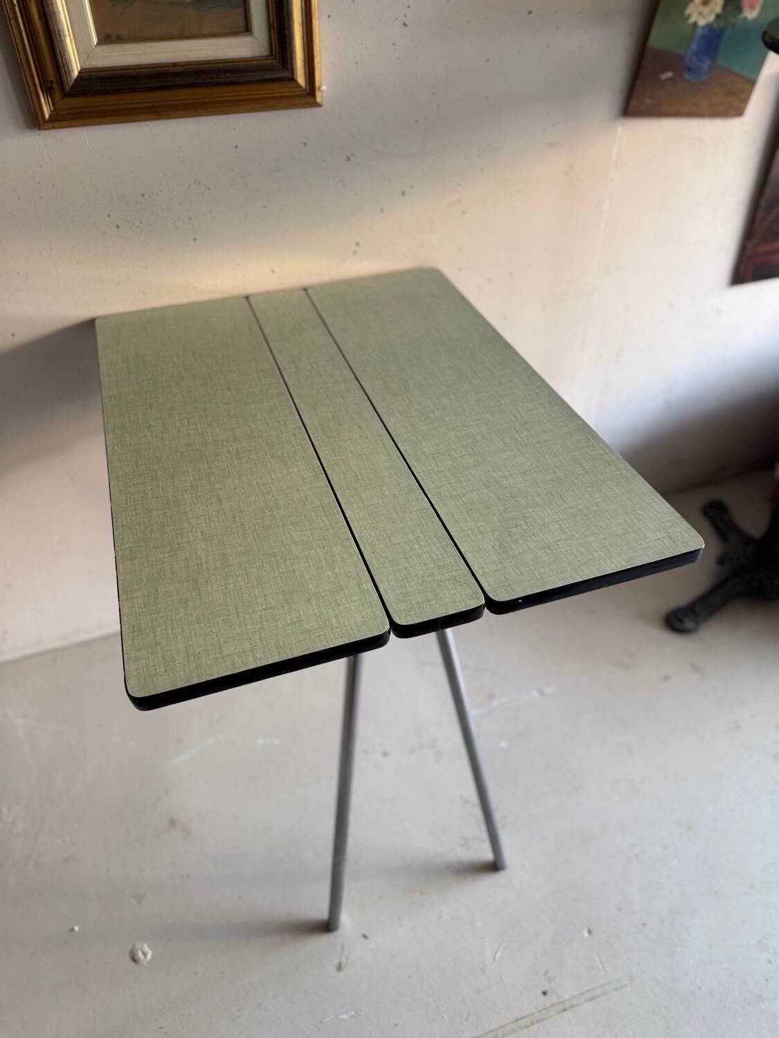 Vintage folding table light blue formica
