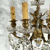 Bronze and Crystal Wall Lights with Pendants, Louis XV style – Late 19th century
