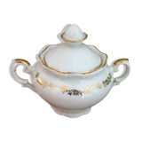 White and gilded porcelain sugar bowl