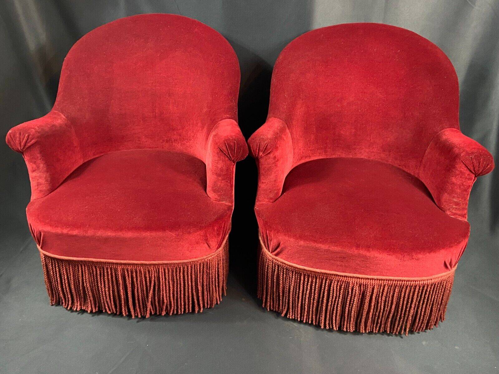 Pair of Napoleon III style toad armchairs