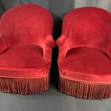 Pair of Napoleon III style toad armchairs