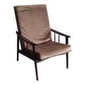 Fauteuil style scandinave en bois massif - années 60/70
