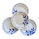 4 vintage ironstone dessert plates Digoin Sarreguemines Hubert blue