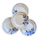 4 vintage ironstone dessert plates Digoin Sarreguemines Hubert blue