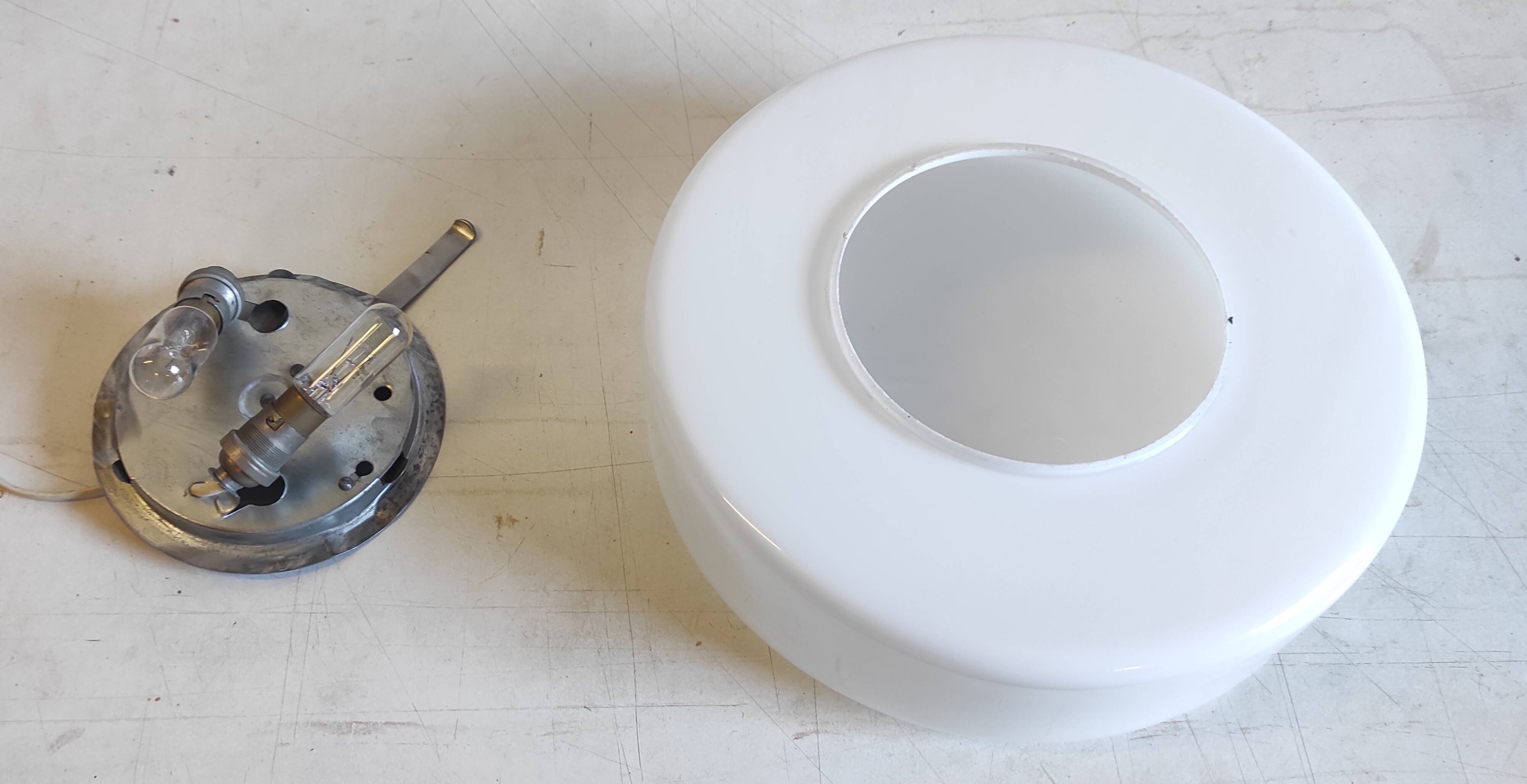 Bauhaus style ceiling or wall light in opaline glass - mid-20th century
