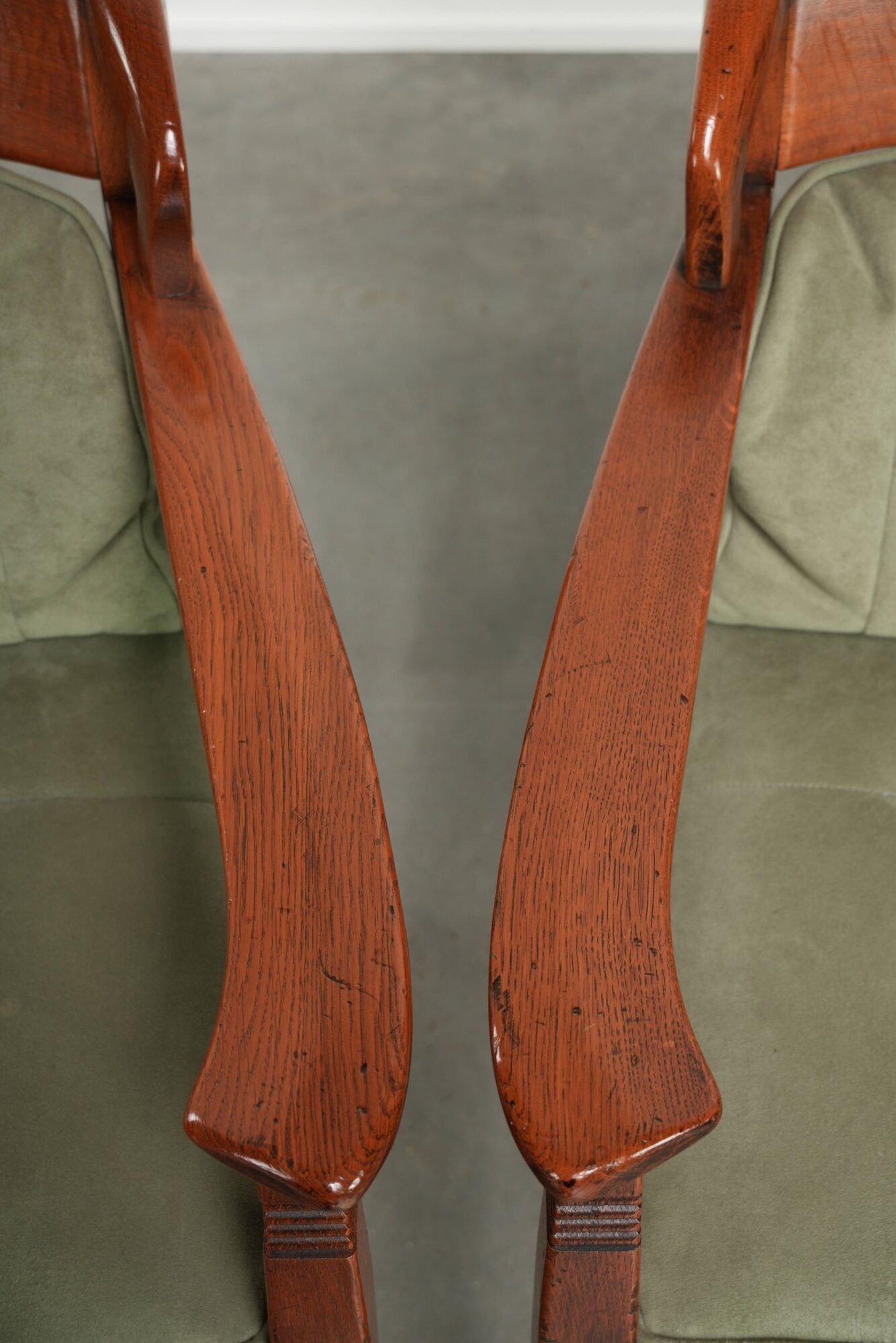 Set of 8 Art Nouveau/Jugendstil dining chairs with suede upholstery