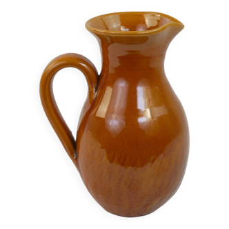 Yellow ochre ceramic pitcher signed Félix Céram Vallauris circa 1960