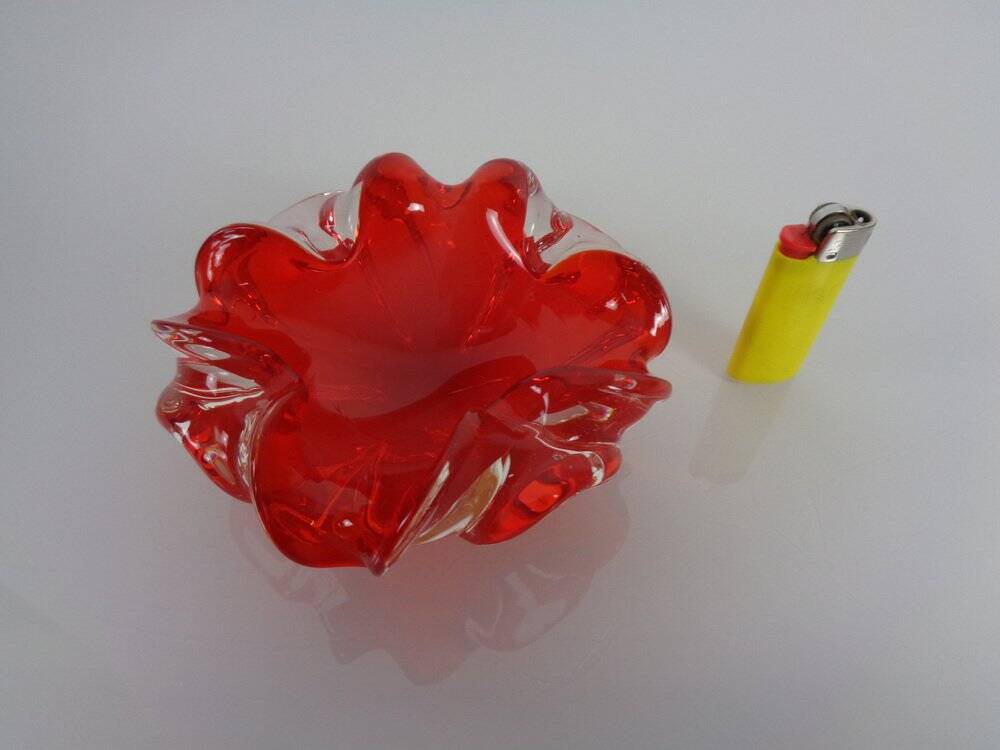 Vintage Italian Red Murano Glass Bowl, 1960s