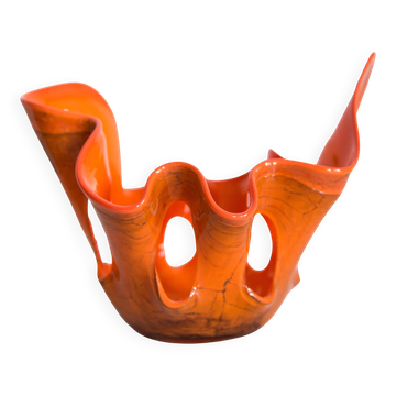 Vase artistique vintage orange du milieu du siècle, Europe, années 1970