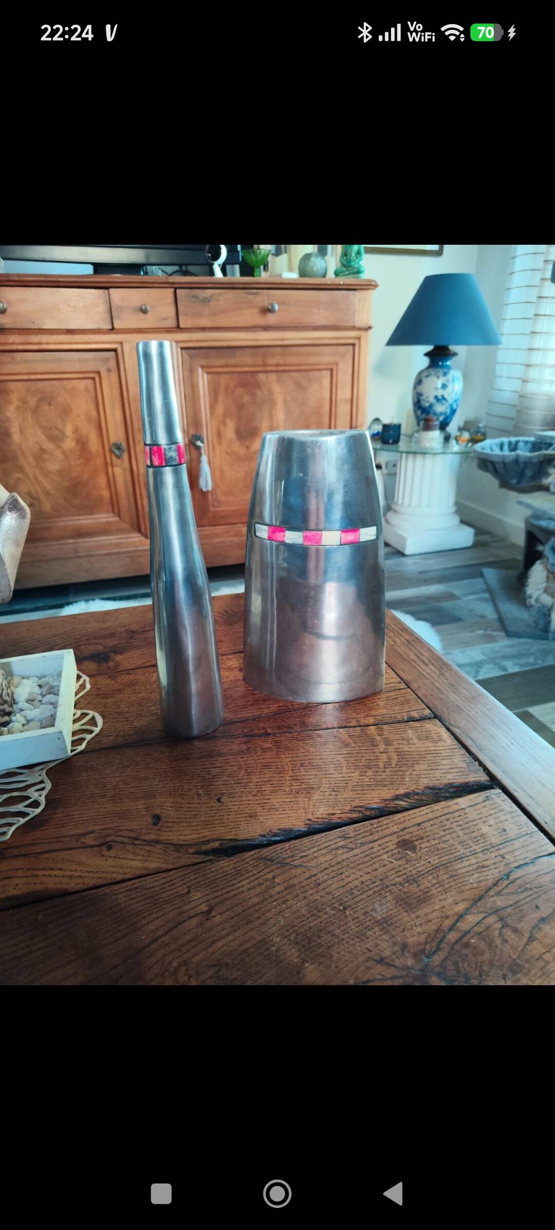 Pair of enamelled modernist vases